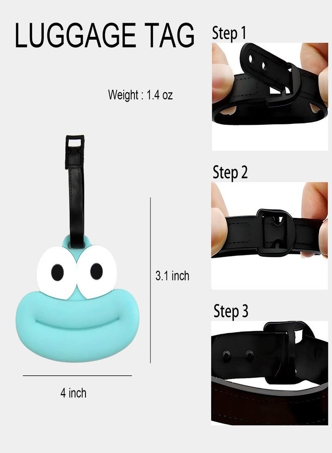 ANINIUCN Luggage Tags for Suitcases - Funny Cartoon Bag Tag with Unique Design, Durable Travel ID Identifier for Suitcase & Backpack, Cute Character Baggage Label for Men, Women, Kids (Blue) - Image 2